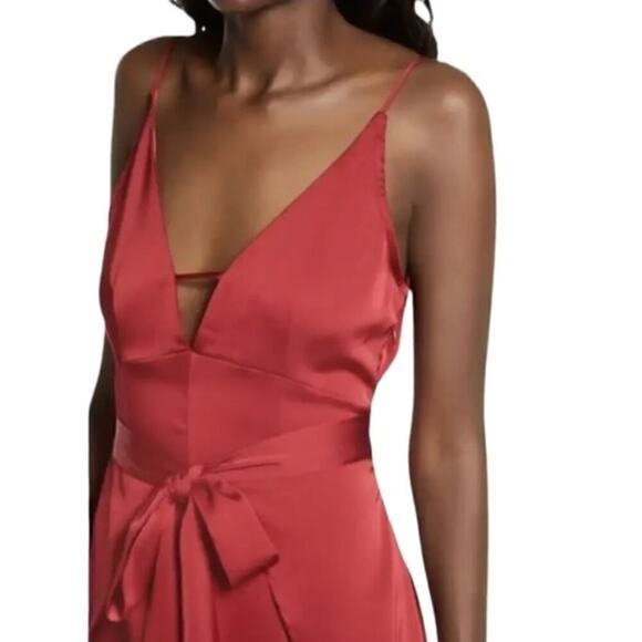 AMYLYNN Backless Satin Dress Jolie Satin Slip Dress in Burgundy Size Small - Picture 4 of 15